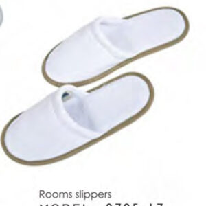 white hotel slippers